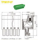 Groen Kleur 3,81 mm Pitch Plug In Terminal Block Vrouwelijke onderdelen 300V 10A